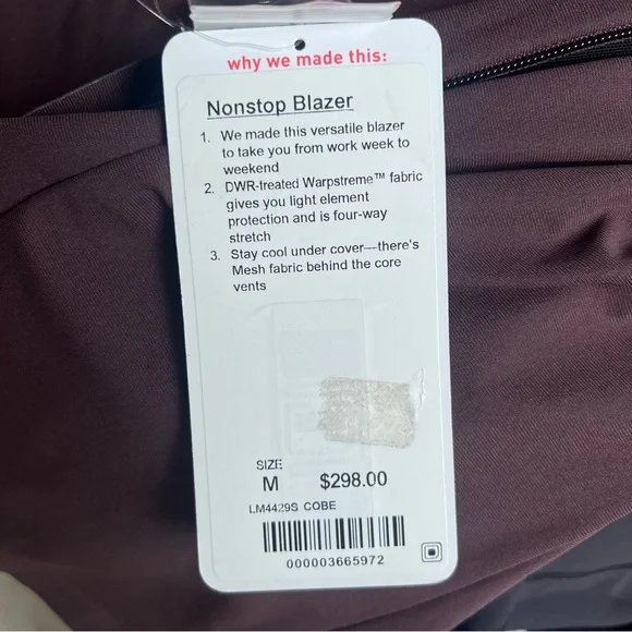 NWT Lululemonbrown nonstop blazer medium m rare new with tags